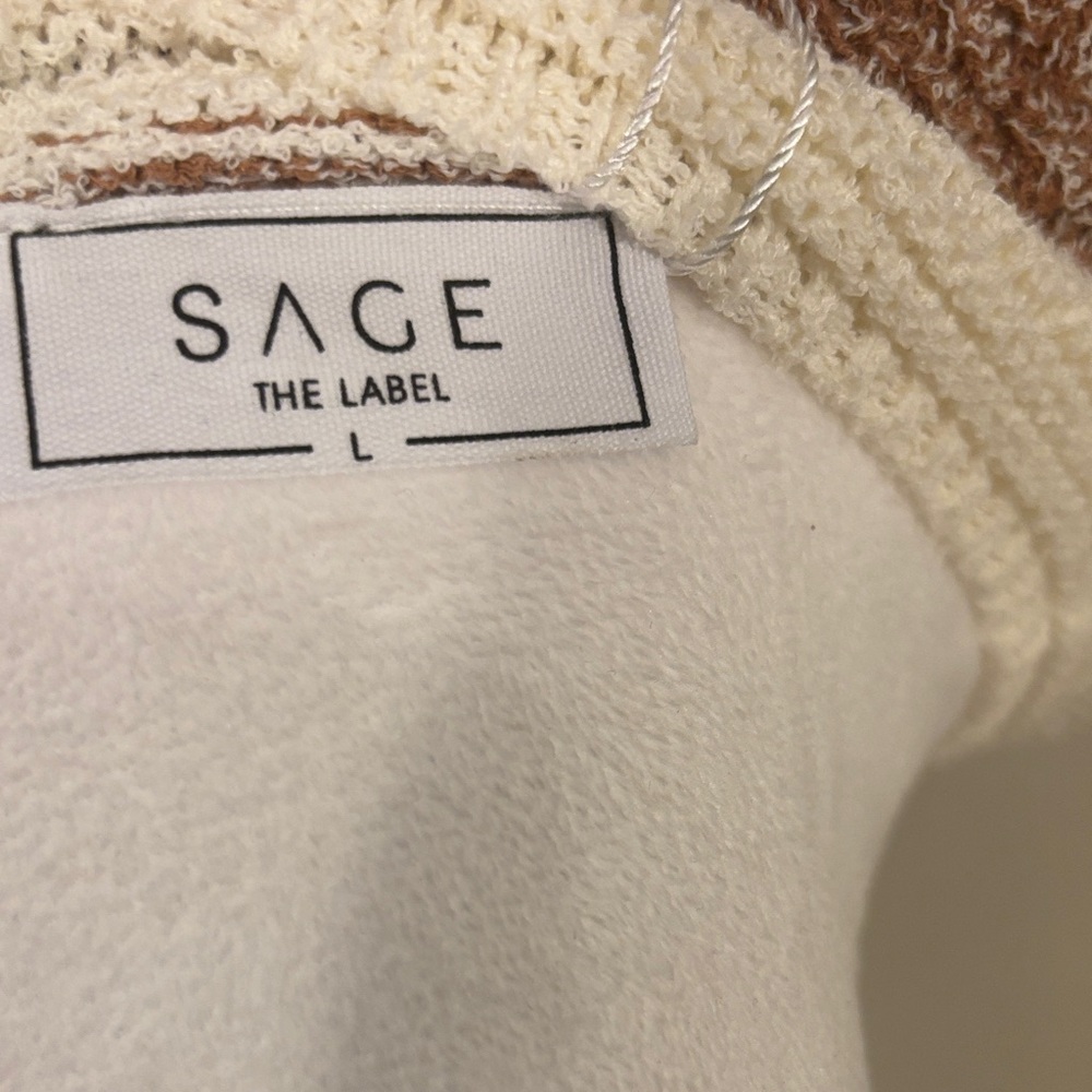Sage Women's V-Neck Sweater in Cream, Brown, and Gray - Picture 2 of 4
